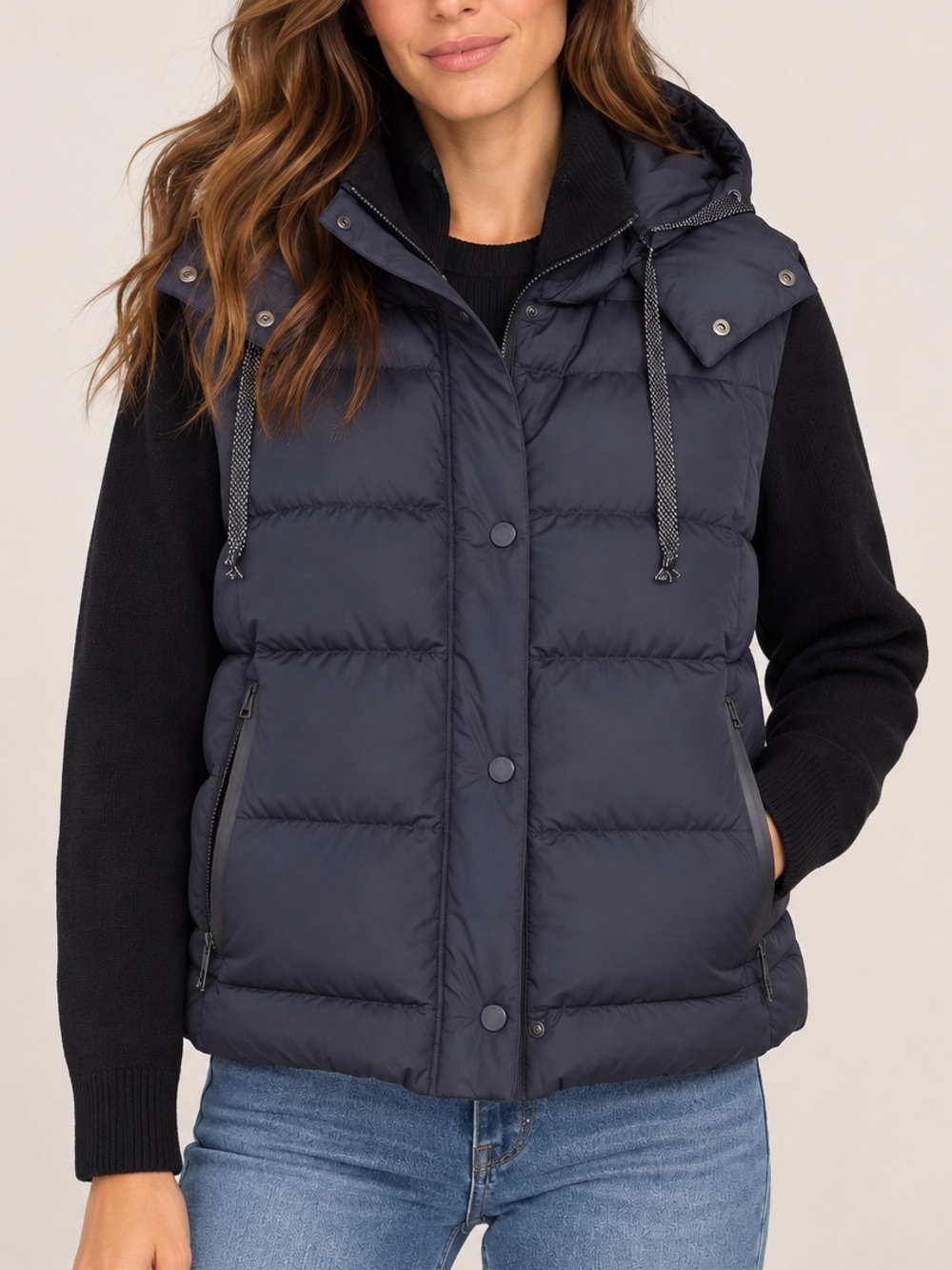 G/FORE Onyx Down Puffer Merino Wool Sleeve Hooded Jacket Small